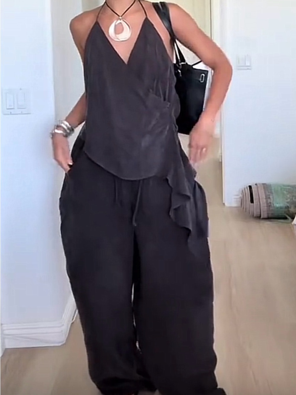 Local European Charcoal Wide-Leg Jumpsuit